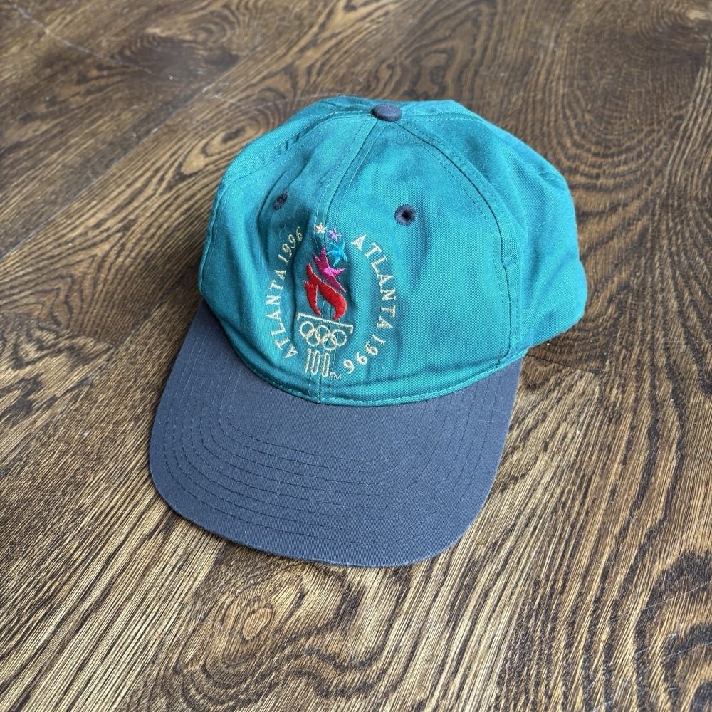 Vintage 1996 Atlanta Olympics Snapback Hat Cap Eastport Teal Green 90s Two Tone